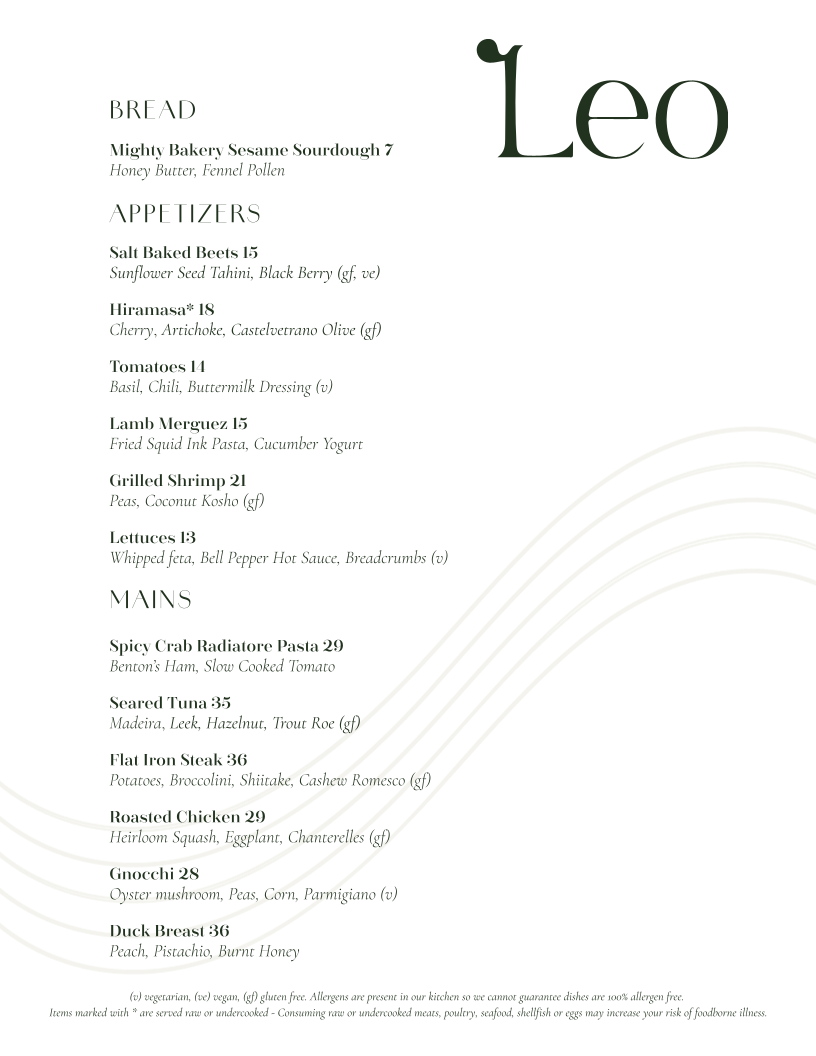 Leo Restaurant and Bar Photo Menu 3