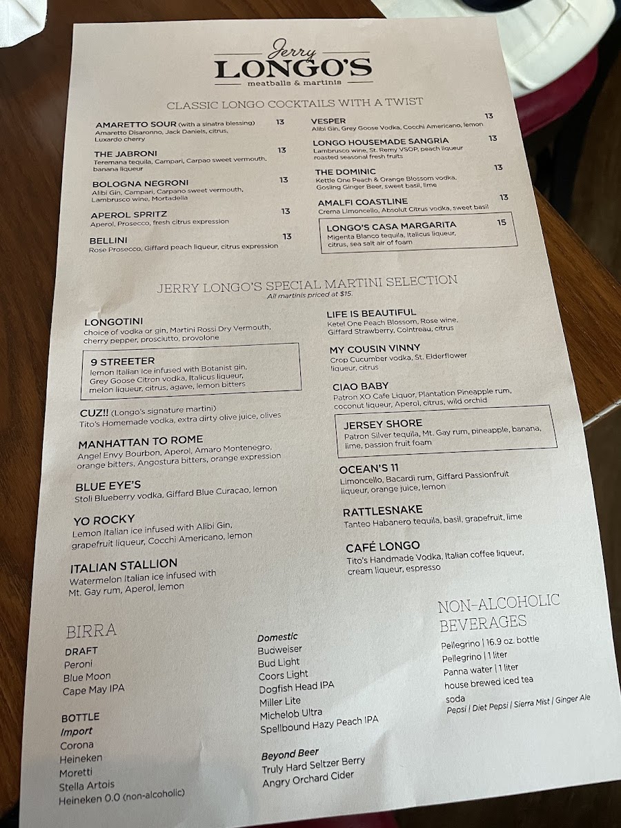 Jerry Longo's Meatballs and Martinis Photo Menu 1