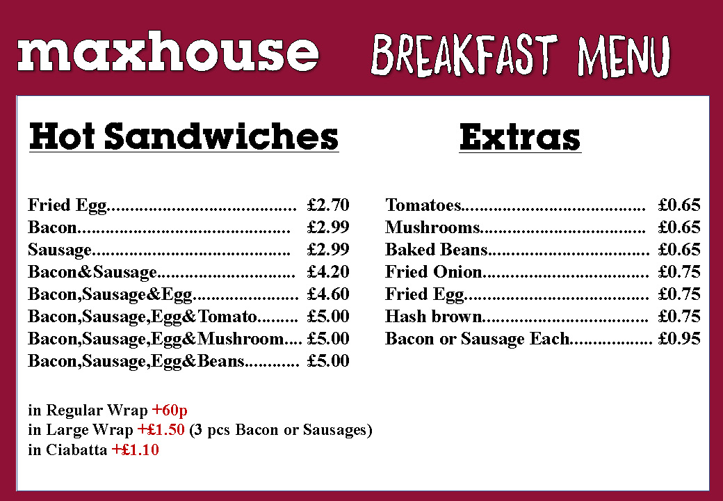 Maxhouse Sandwich and Salad Bar Photo Menu 5