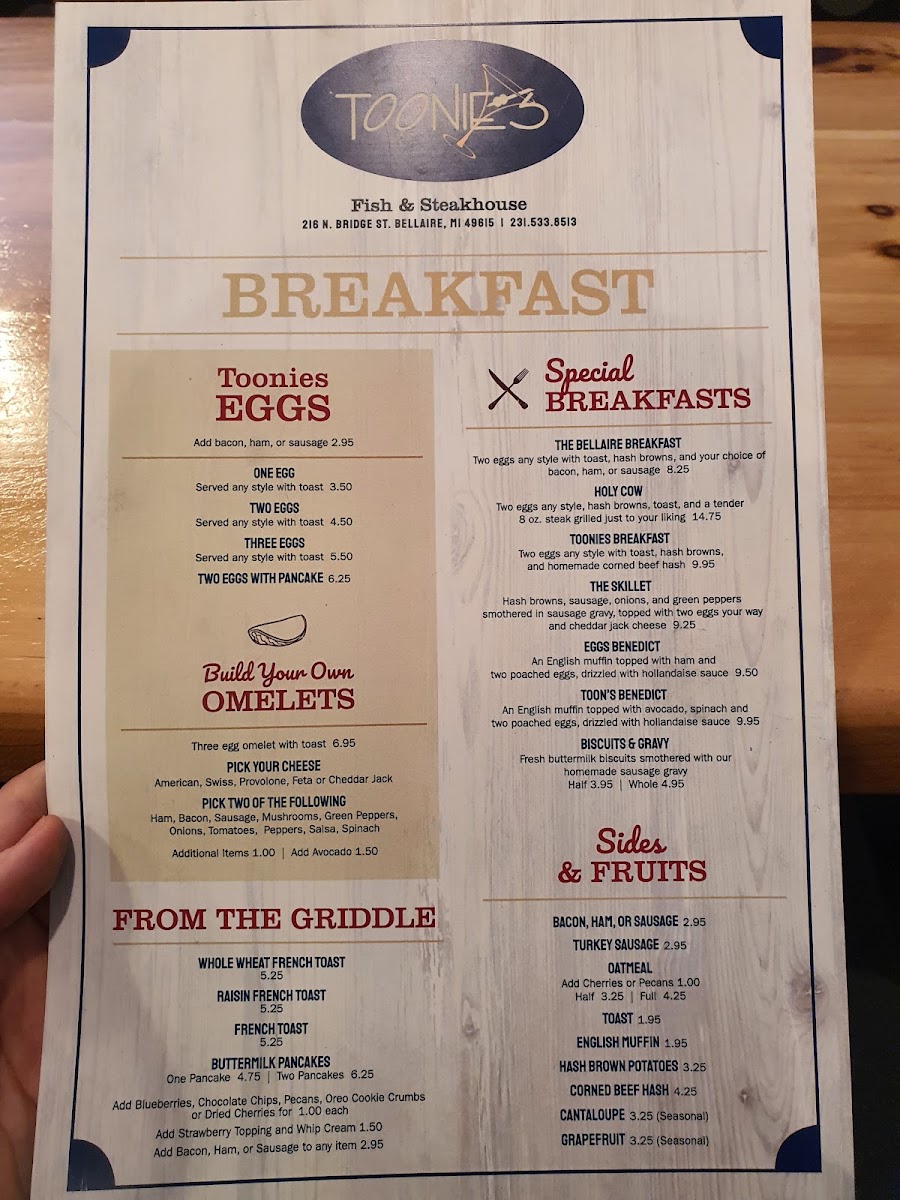 Toonie's Fish & Steak House Photo Menu 10