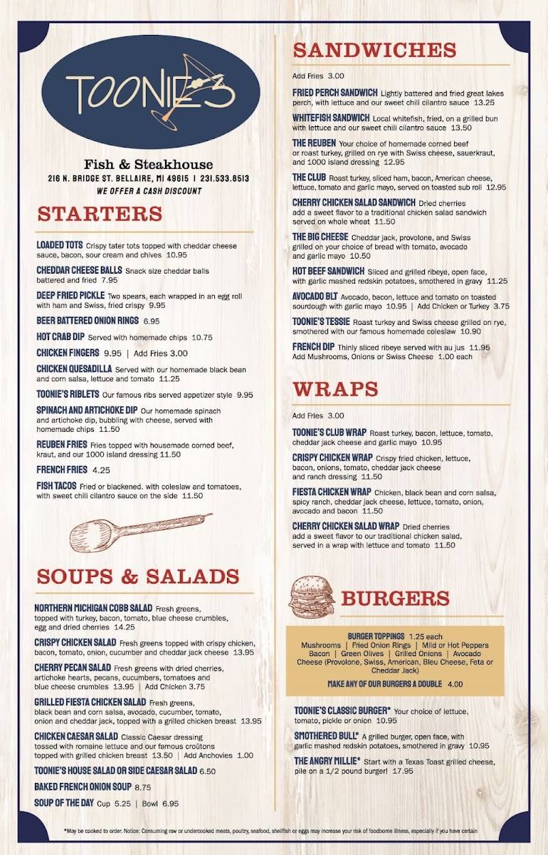 Toonie's Fish & Steak House Photo Menu 6