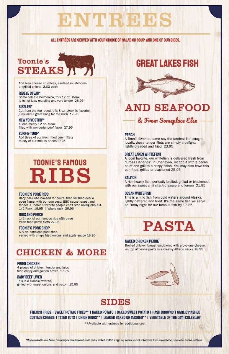 Toonie's Fish & Steak House Photo Menu 7