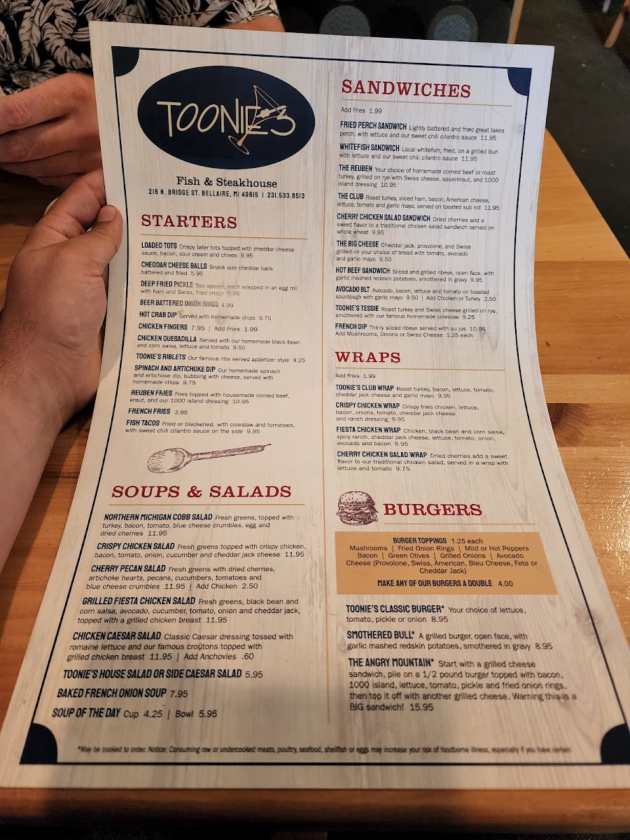 Toonie's Fish & Steak House Photo Menu 9