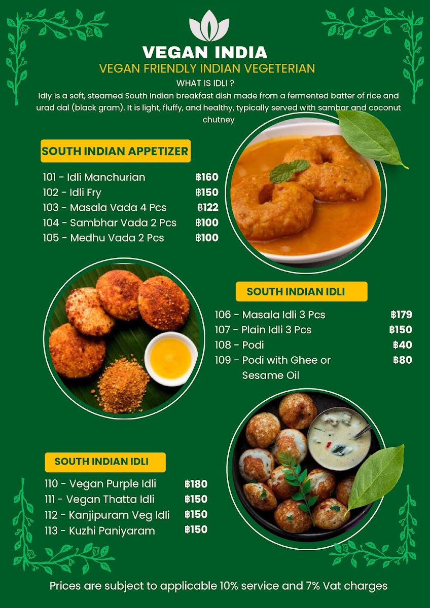 Vegan India - Pure Vegetarian Indian Restaurant Near MBK Mall Photo Menu 7
