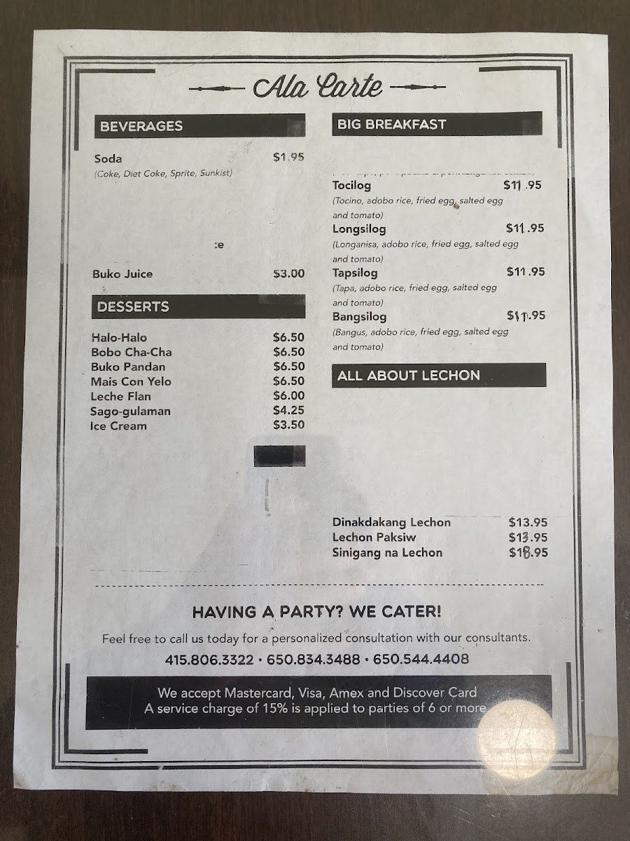 Tastebuds Lechon Photo Menu 4