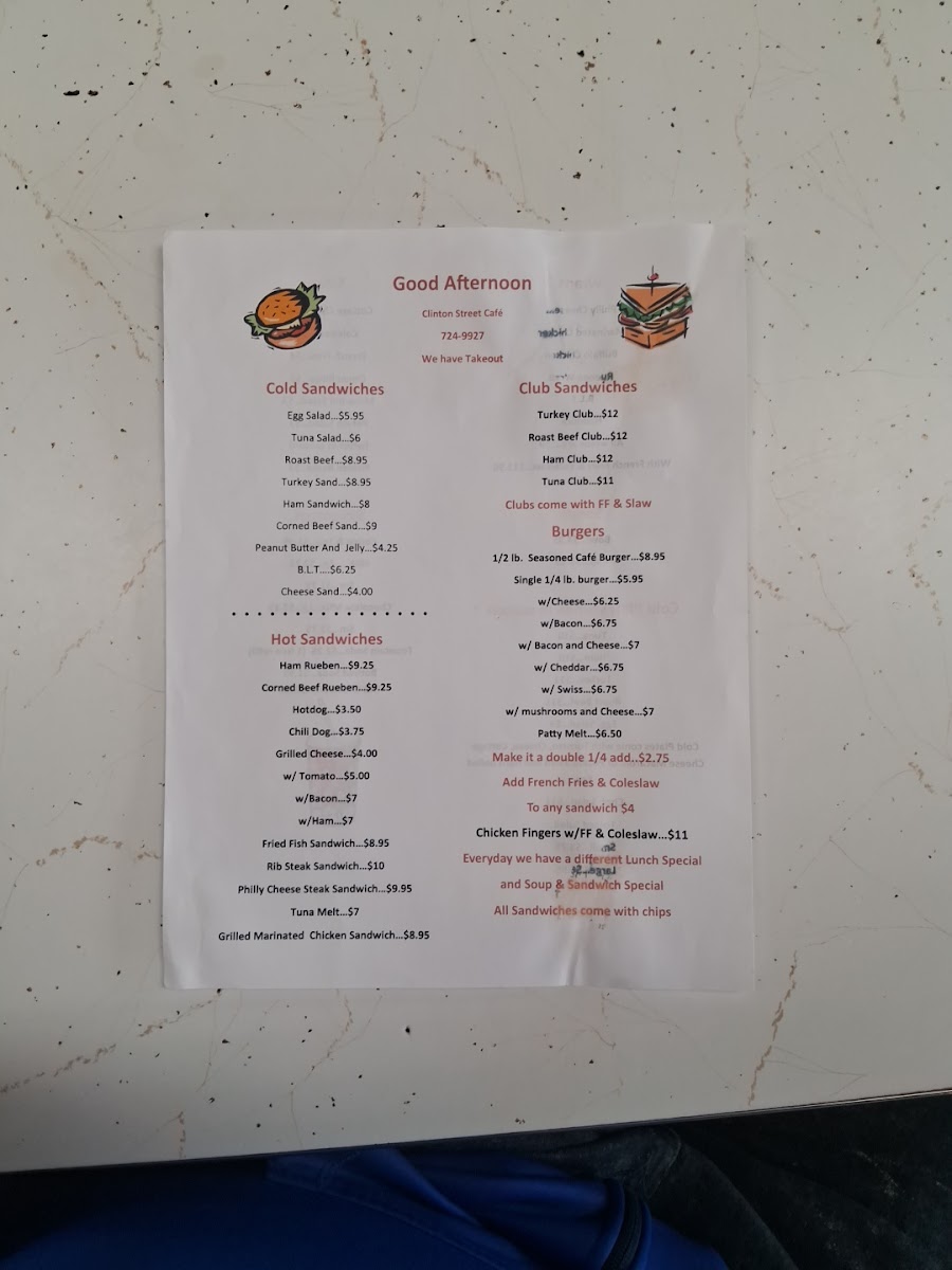 CLINTON STREET CAFE Photo Menu 1