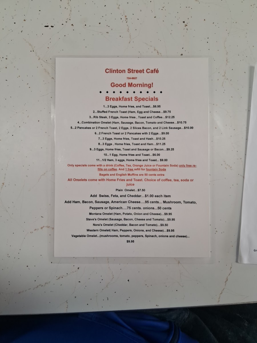 CLINTON STREET CAFE Photo Menu 2
