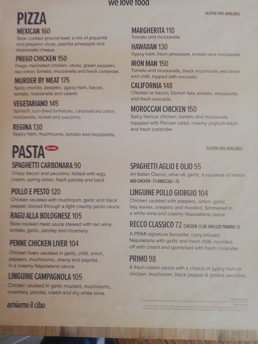 PRIMI Camps Bay Photo Menu 3