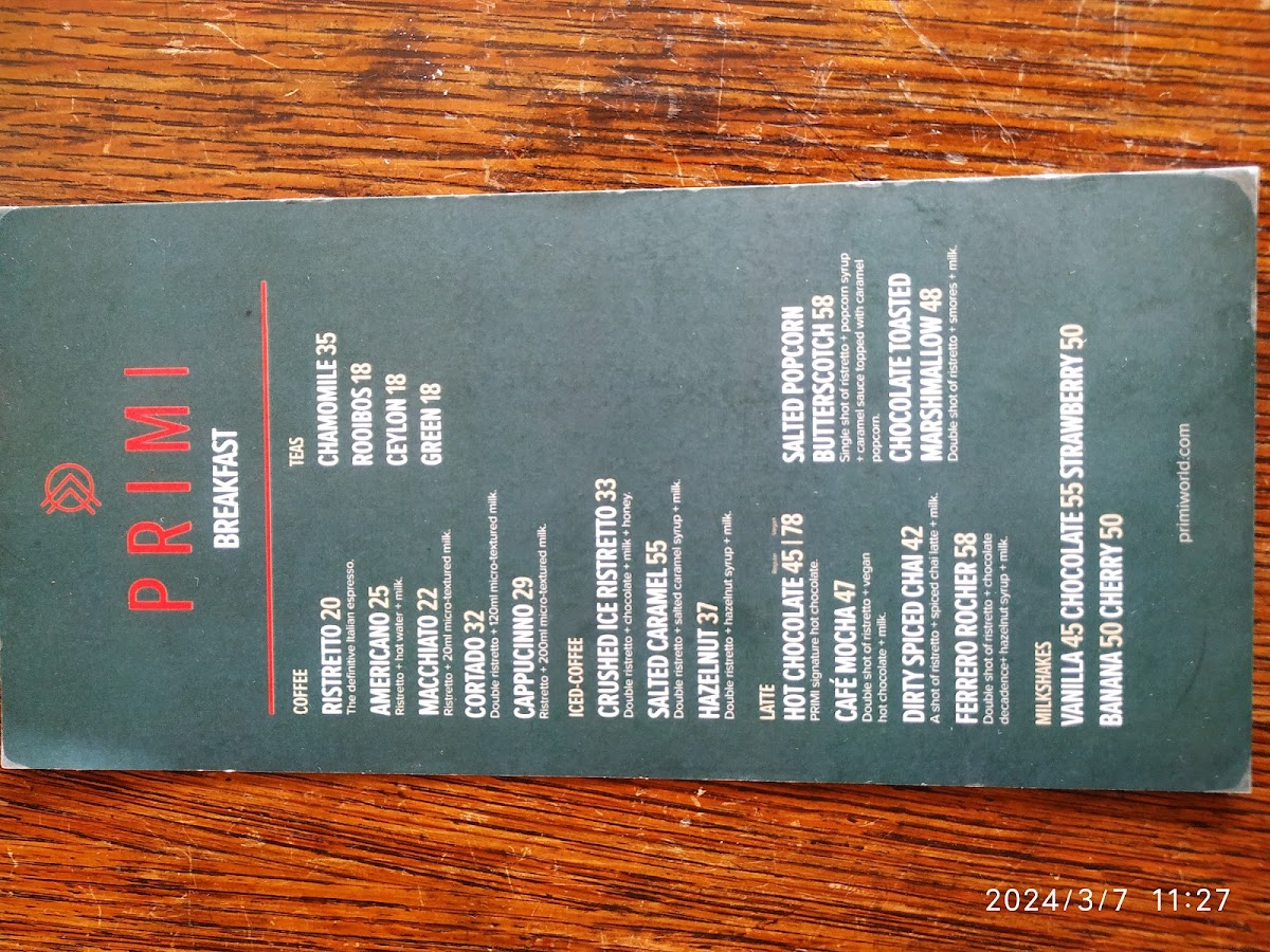 PRIMI Camps Bay Photo Menu 4