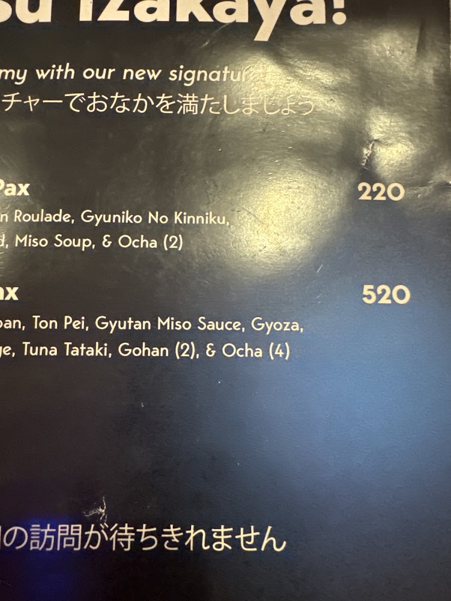Ossu Izakaya Photo Menu 1