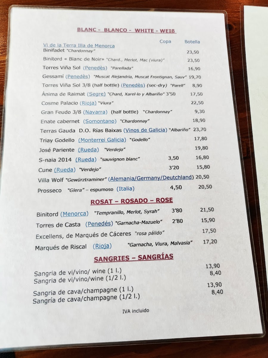 Restaurant Cala Mitjana Photo Menu 4
