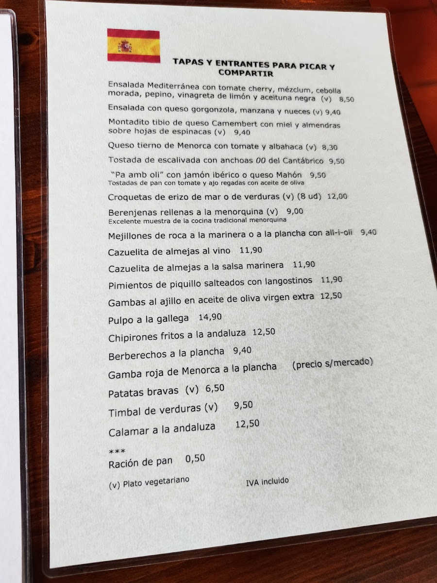 Restaurant Cala Mitjana Photo Menu 6