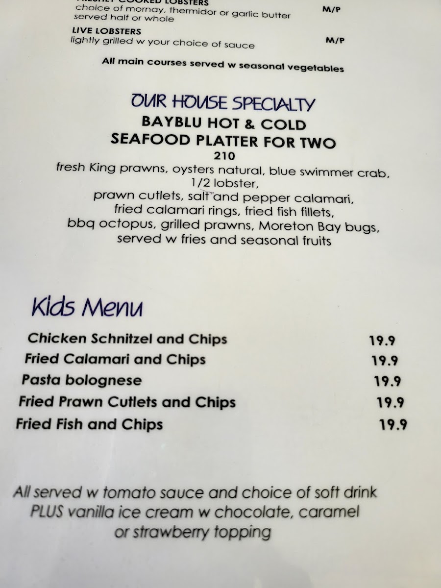 Bayblu Seafood Restaurant Photo Menu 3
