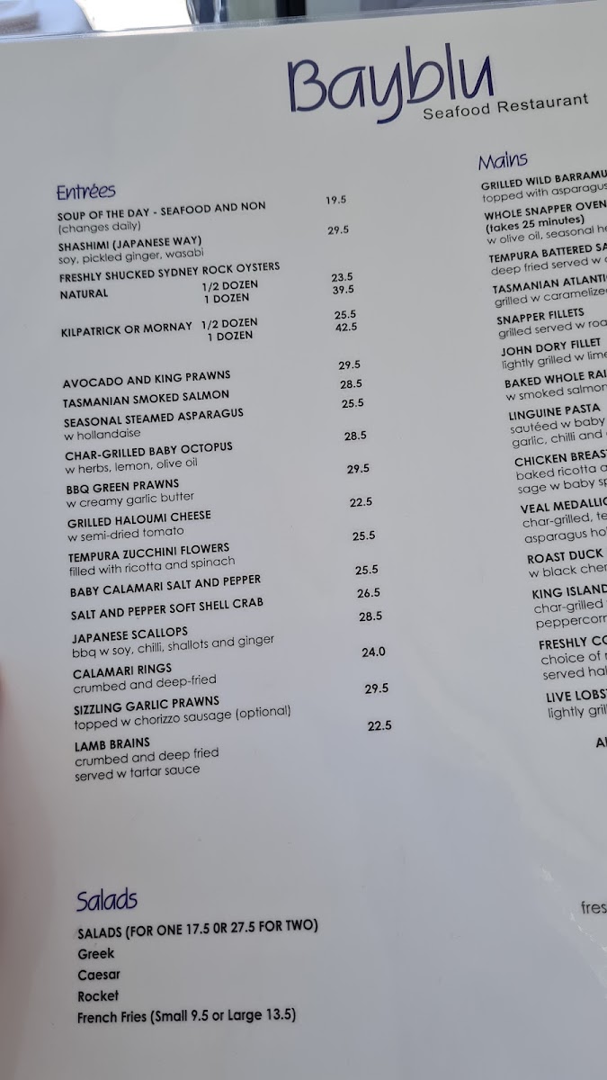 Bayblu Seafood Restaurant Photo Menu 5