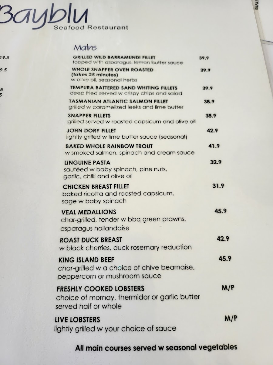 Bayblu Seafood Restaurant Photo Menu 7