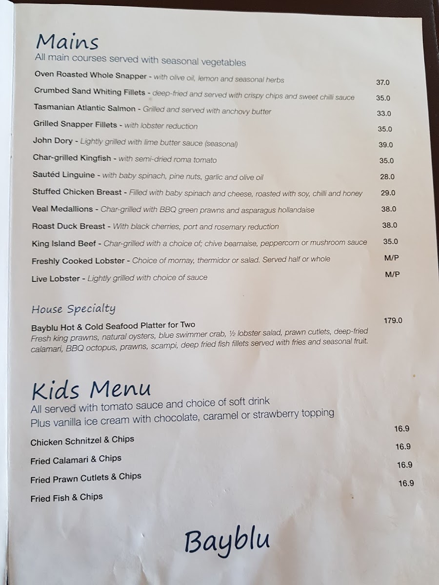 Bayblu Seafood Restaurant Photo Menu 9
