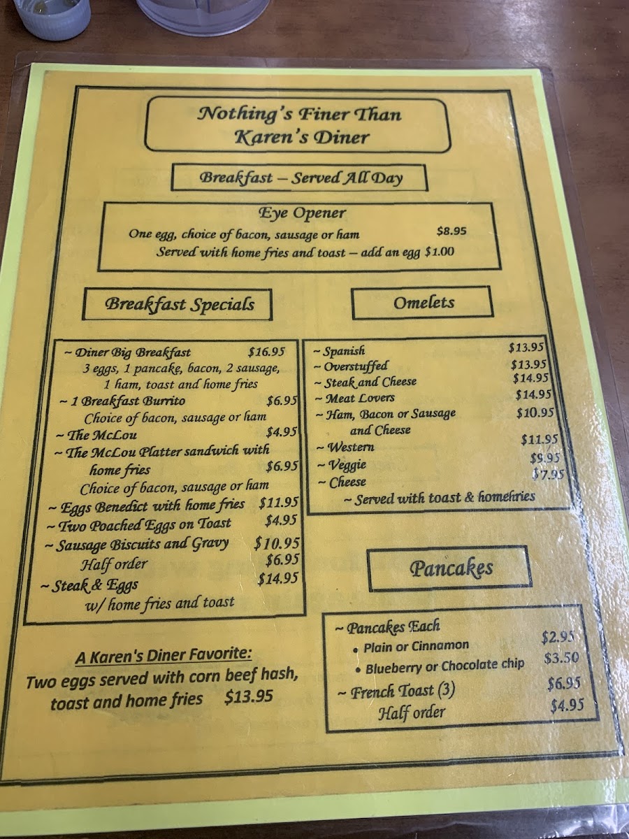 Karen's Main Street Diner Photo Menu 3
