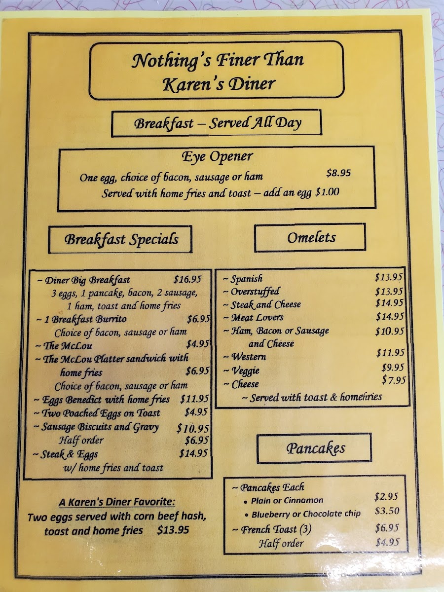 Karen's Main Street Diner Photo Menu 5