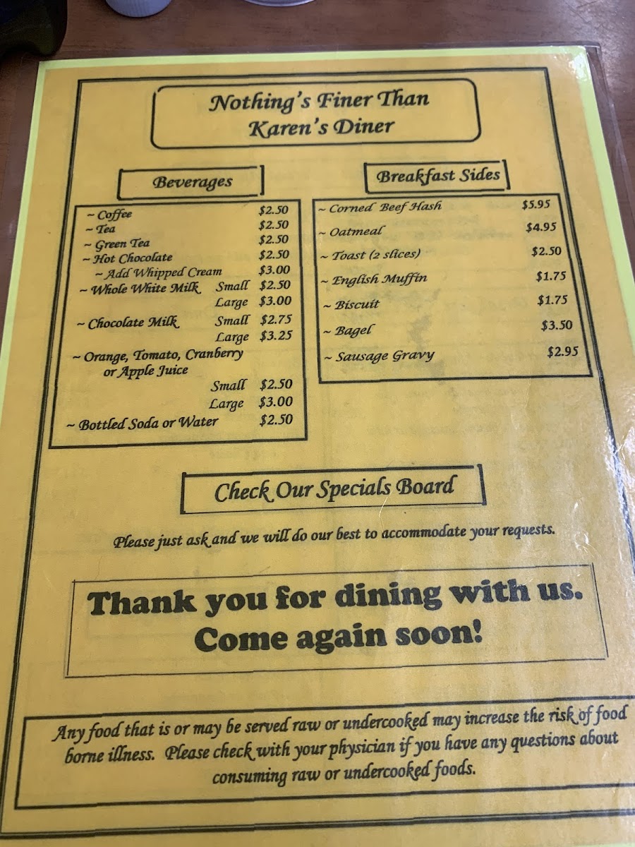 Karen's Main Street Diner Photo Menu 8