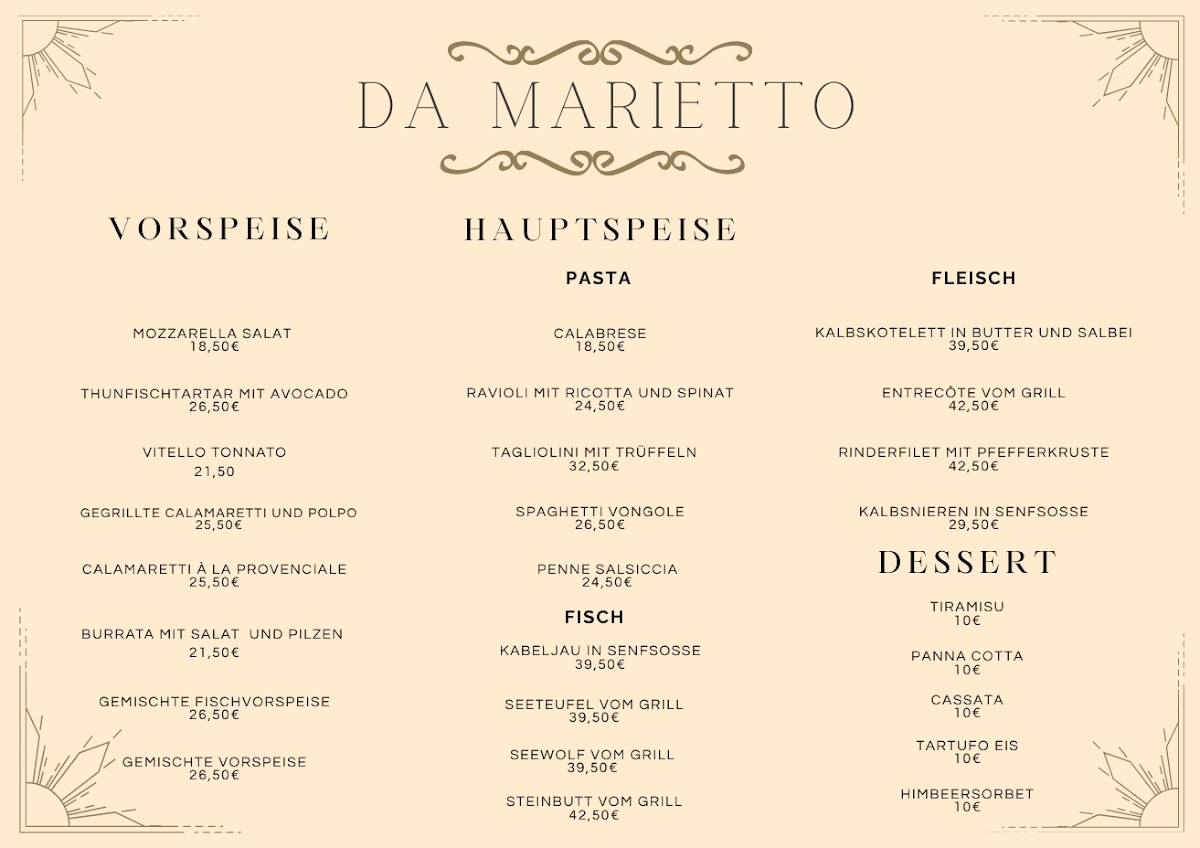 Da Marietto Photo Menu 1