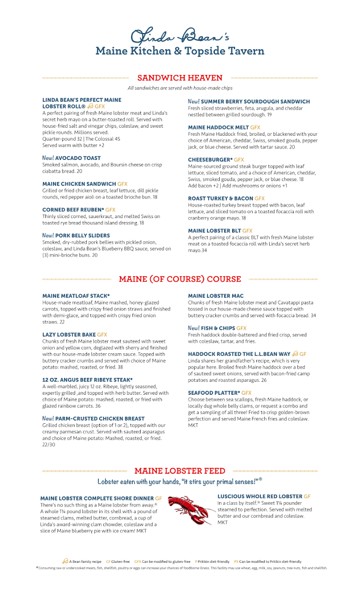 Linda Bean’s Maine Kitchen & Topside Tavern Photo Menu 2