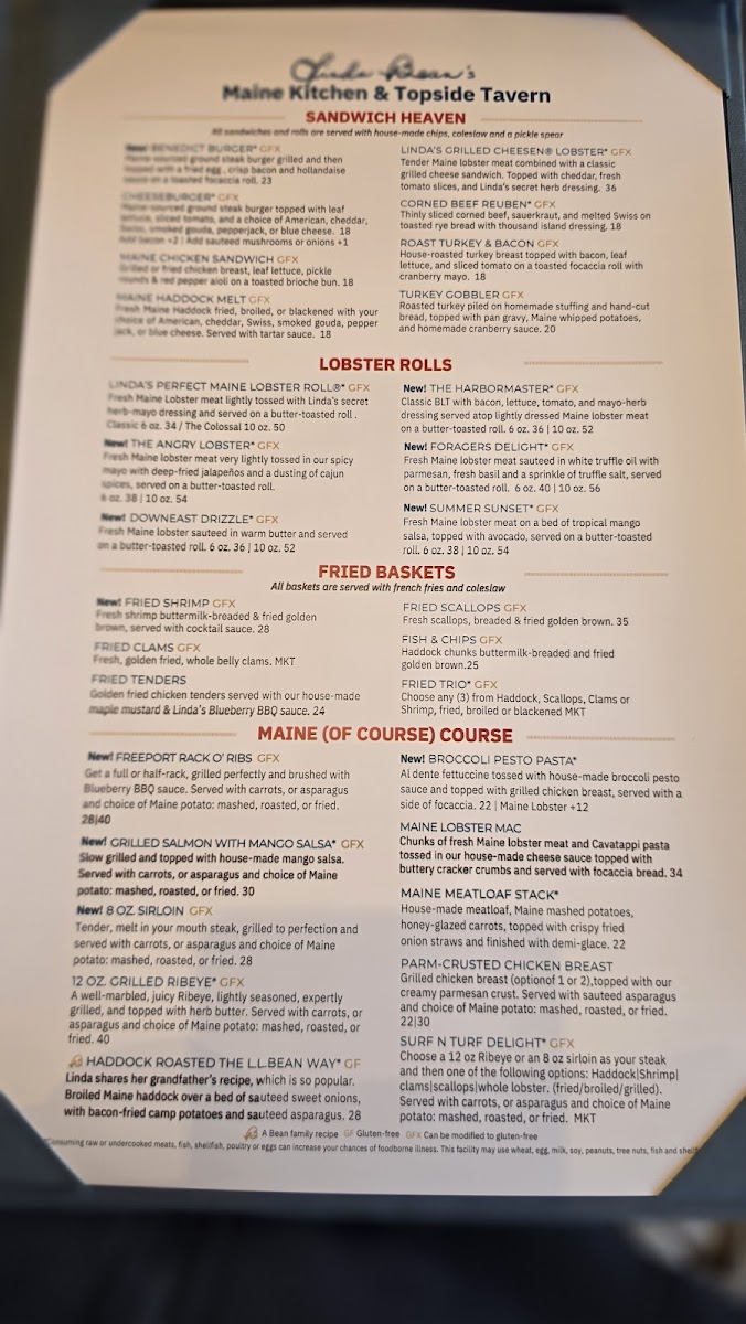 Linda Bean’s Maine Kitchen & Topside Tavern Photo Menu 3