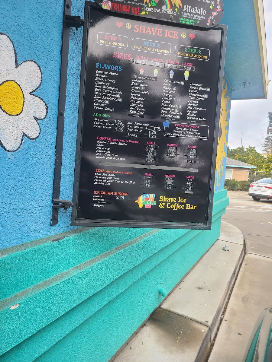 Peace Love Shave Ice Photo Menu 2