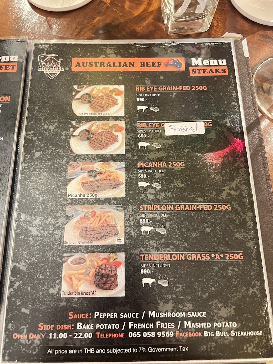 Big Bull Steakhouse Hua Hin Photo Menu 10