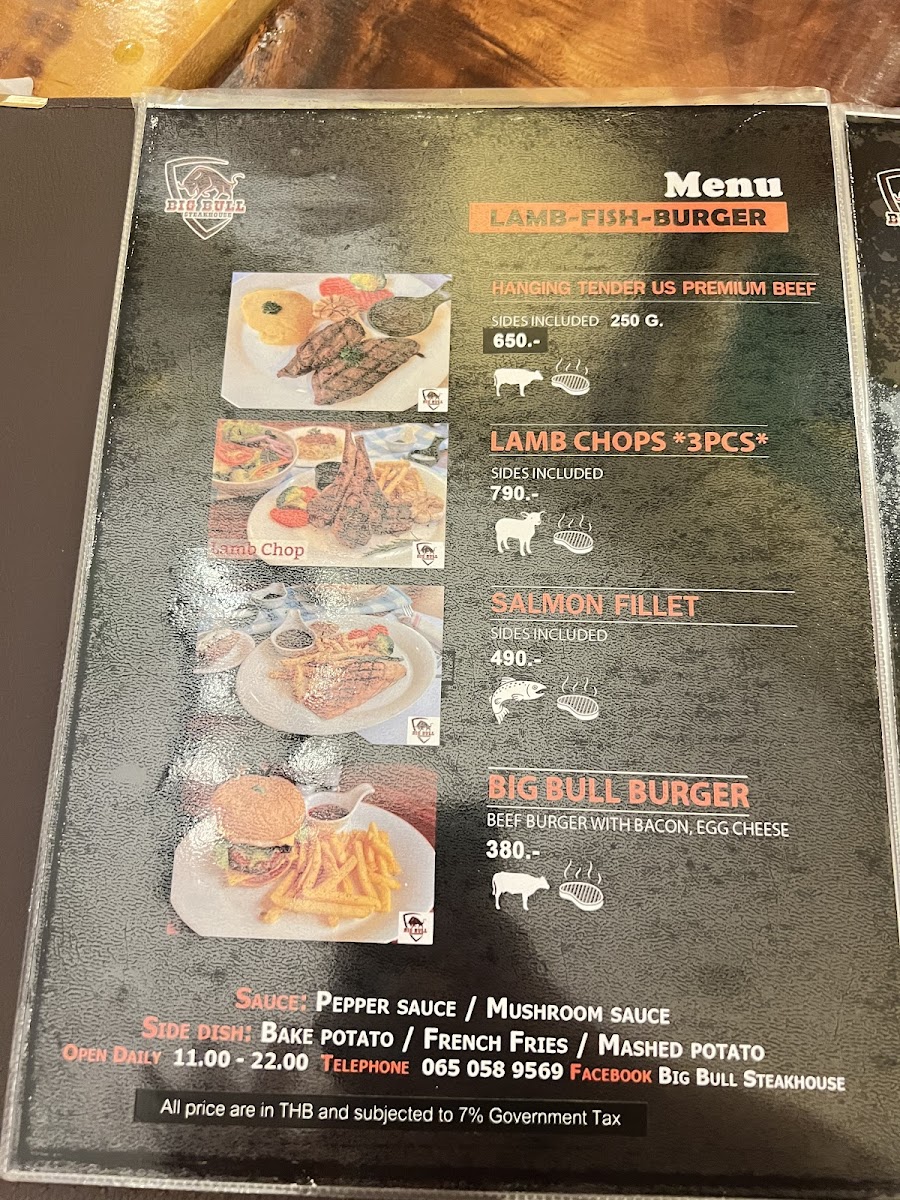 Big Bull Steakhouse Hua Hin Photo Menu 7