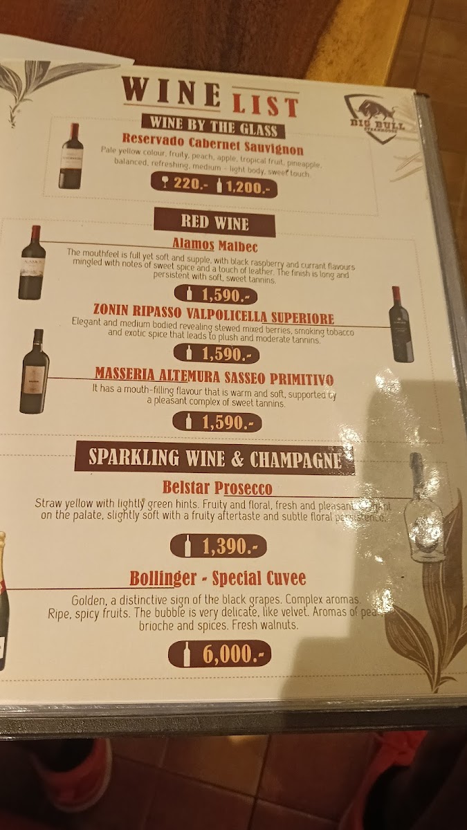 Big Bull Steakhouse Hua Hin Photo Menu 9