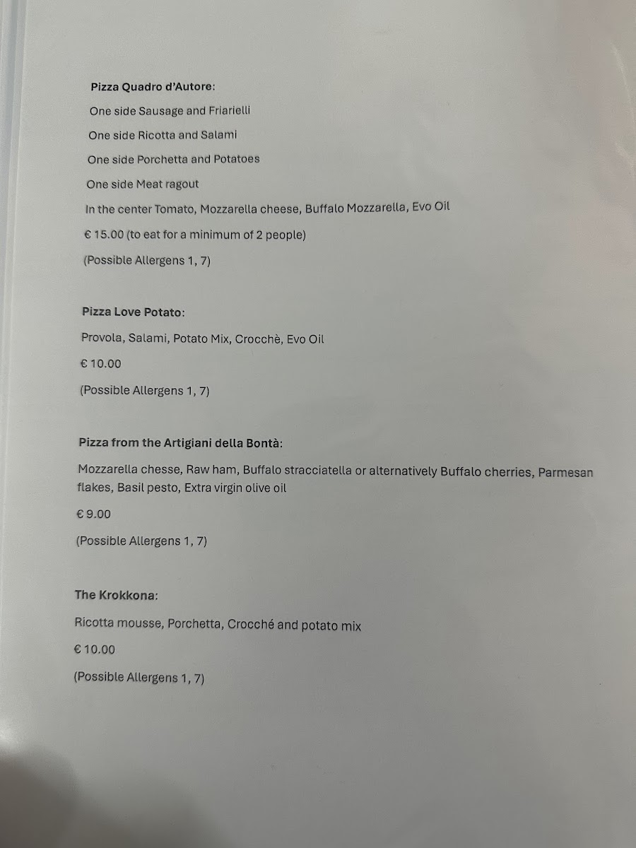 Artigiani della Bontà Pizzeria Photo Menu 3