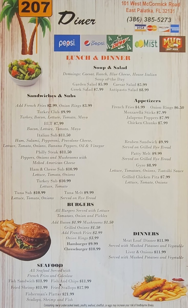 207 Diner Photo Menu 1