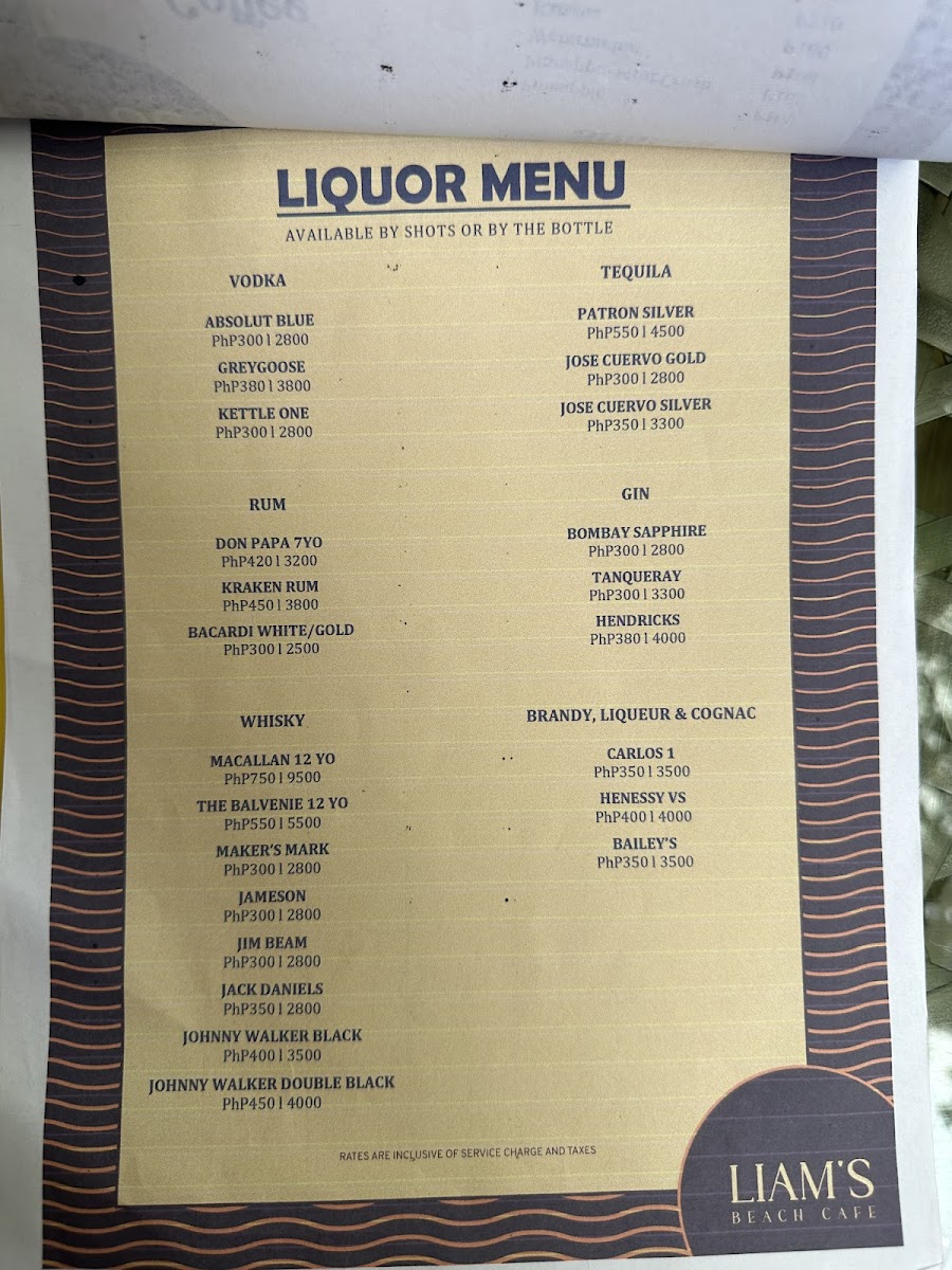 Liam's Beach Cafe Photo Menu 8