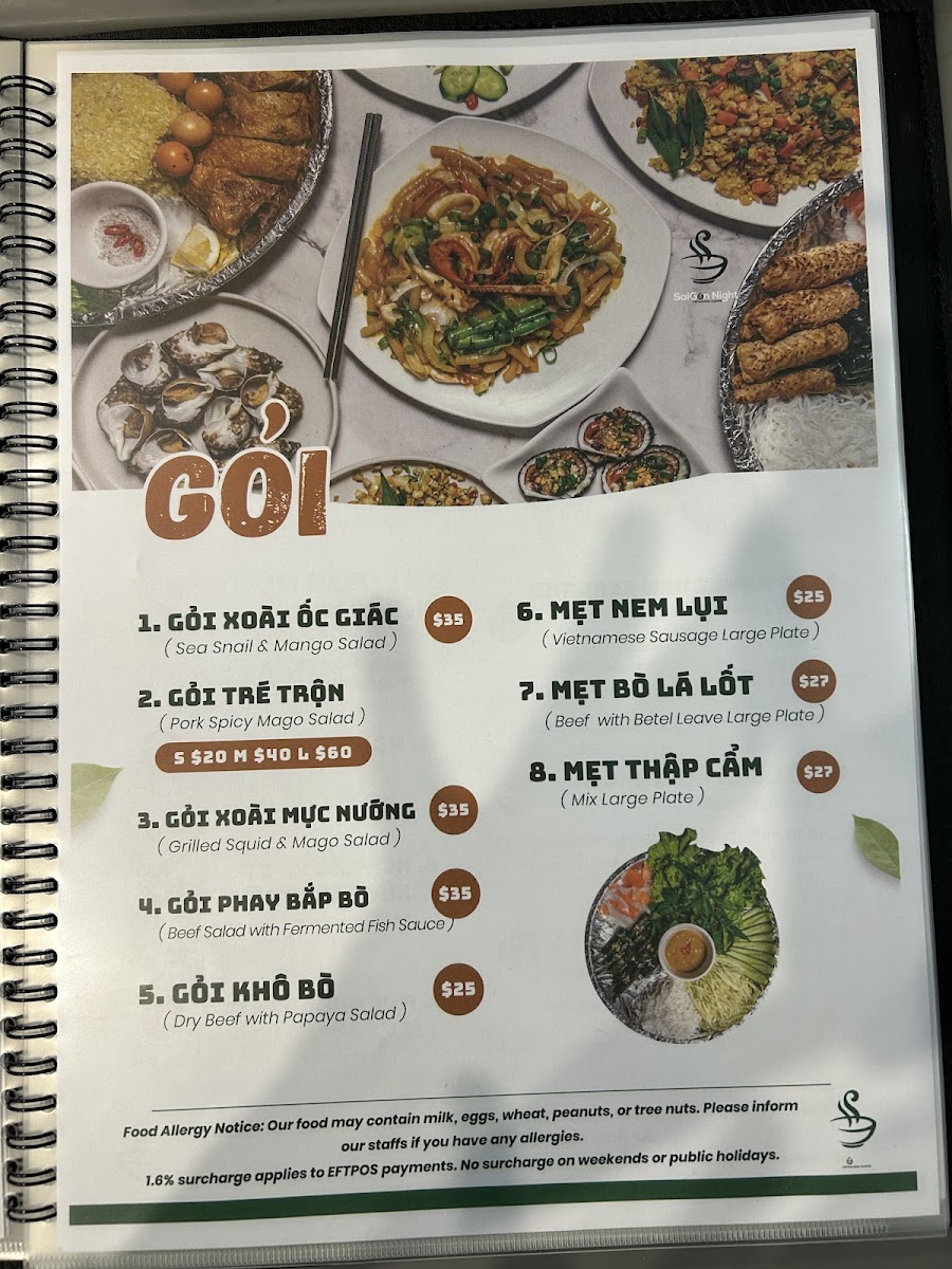 Saigon Night Photo Menu 5