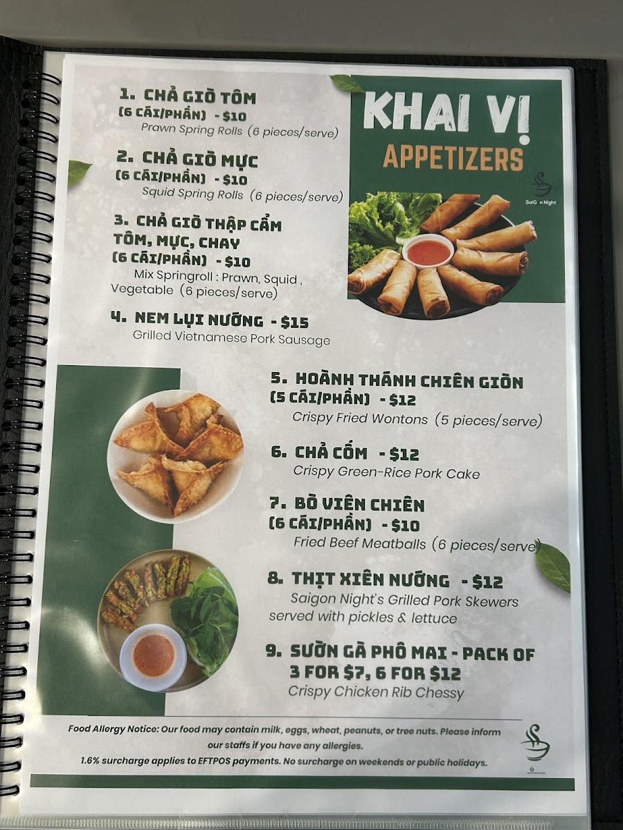 Saigon Night Photo Menu 6