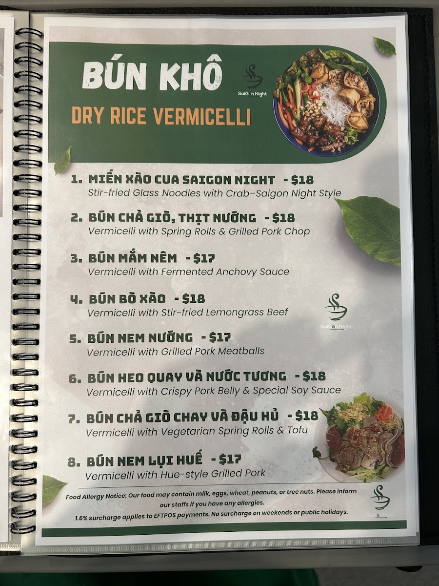 Saigon Night Photo Menu 7