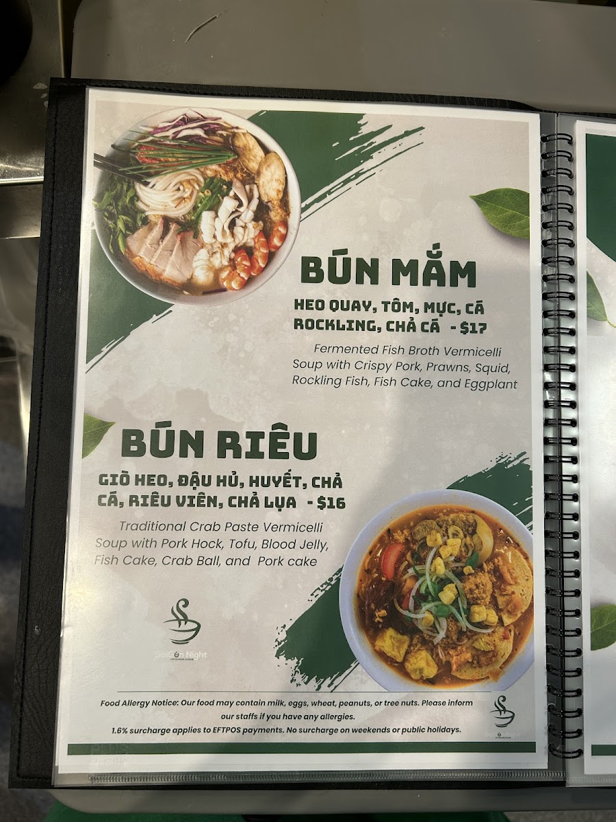 Saigon Night Photo Menu 8