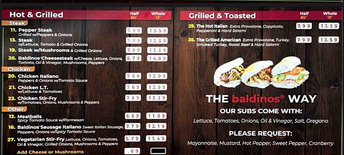 Rincon Baldinos - Giant Jersey Subs Photo Menu 3