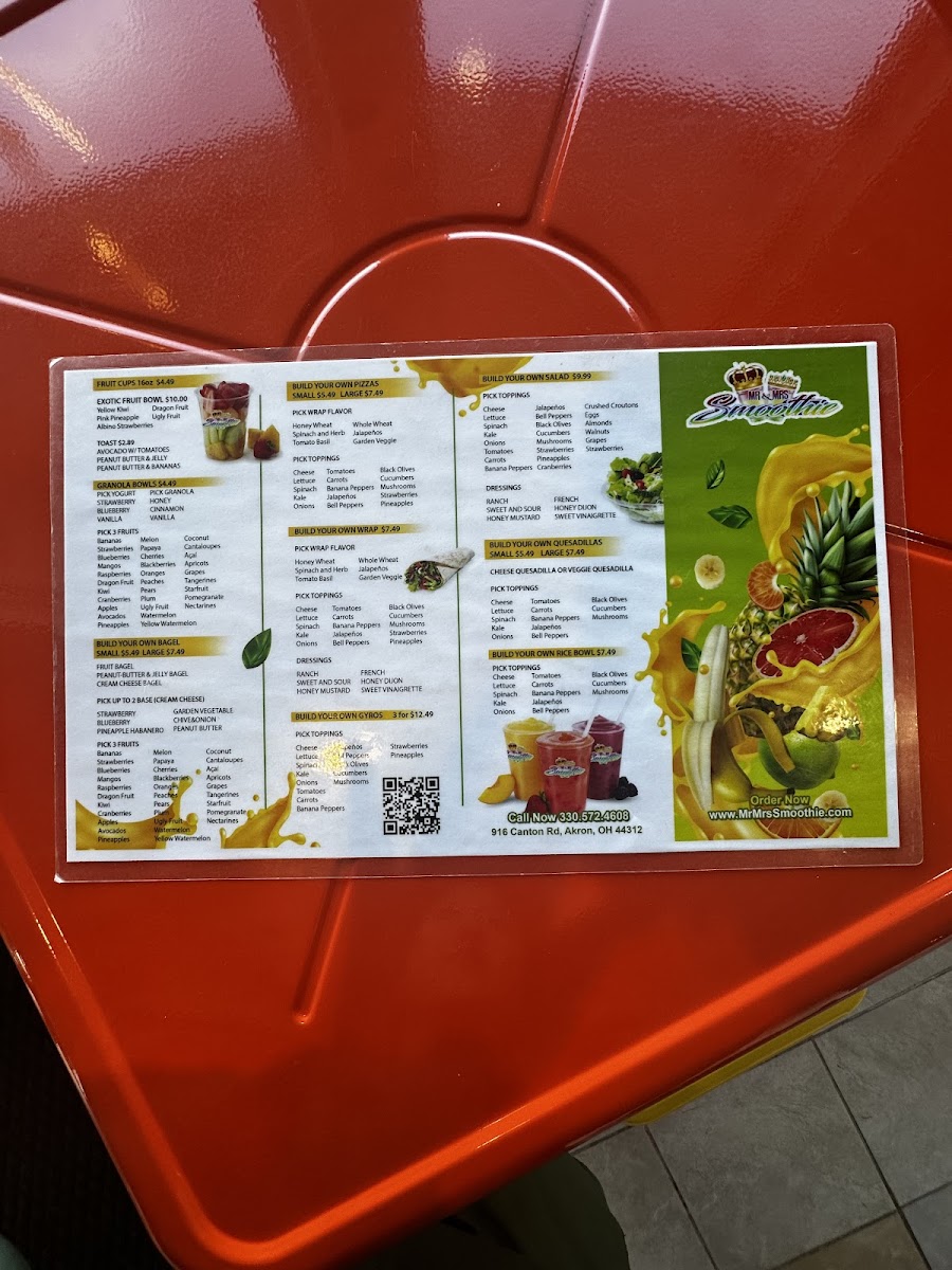 Mr. & Mrs. Smoothie Photo Menu 2