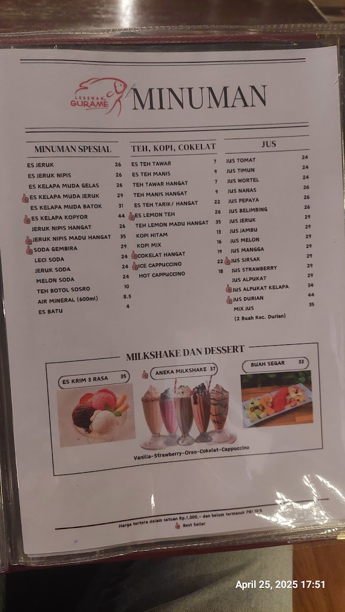 Lesehan Gurame Pemuda Photo Menu 10