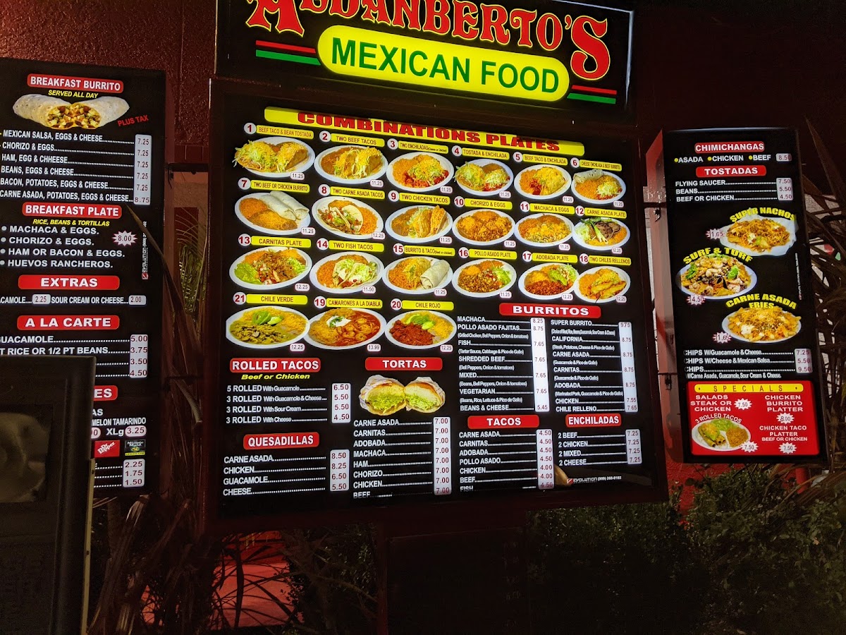 Adalberto’s Méxican Food Photo Menu 1