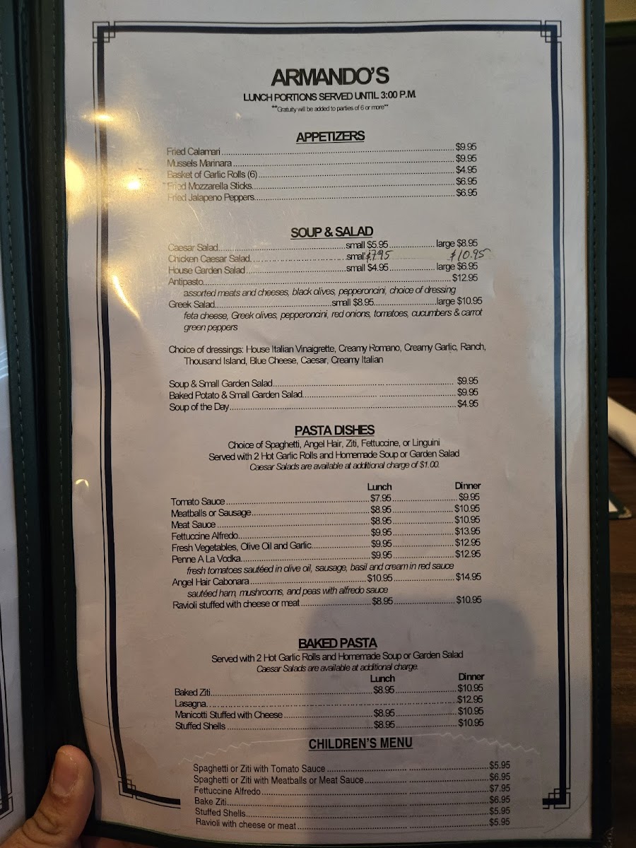 Armando's Italian Restaurant Photo Menu 5