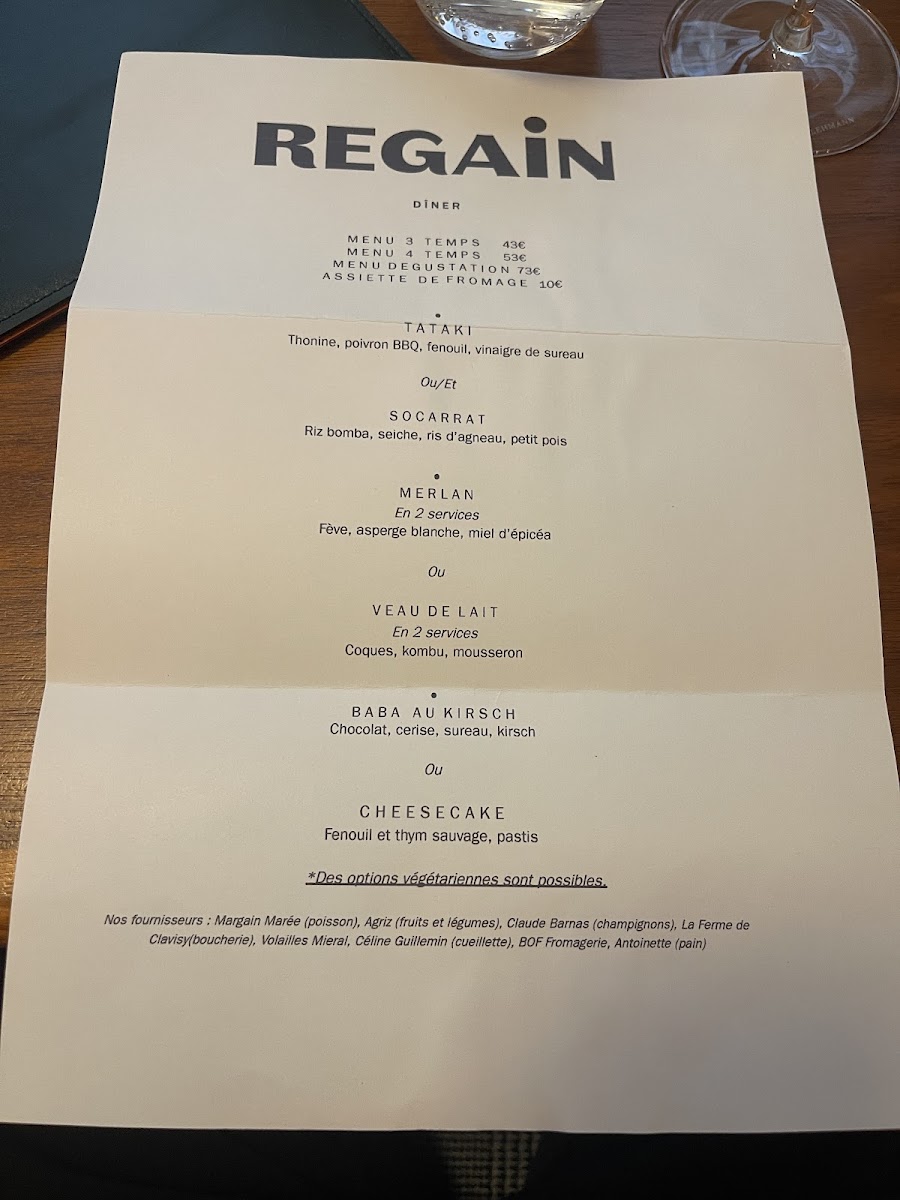 Regain restaurant LYON Photo Menu 10