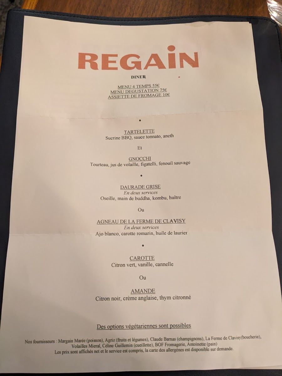 Regain restaurant LYON Photo Menu 4