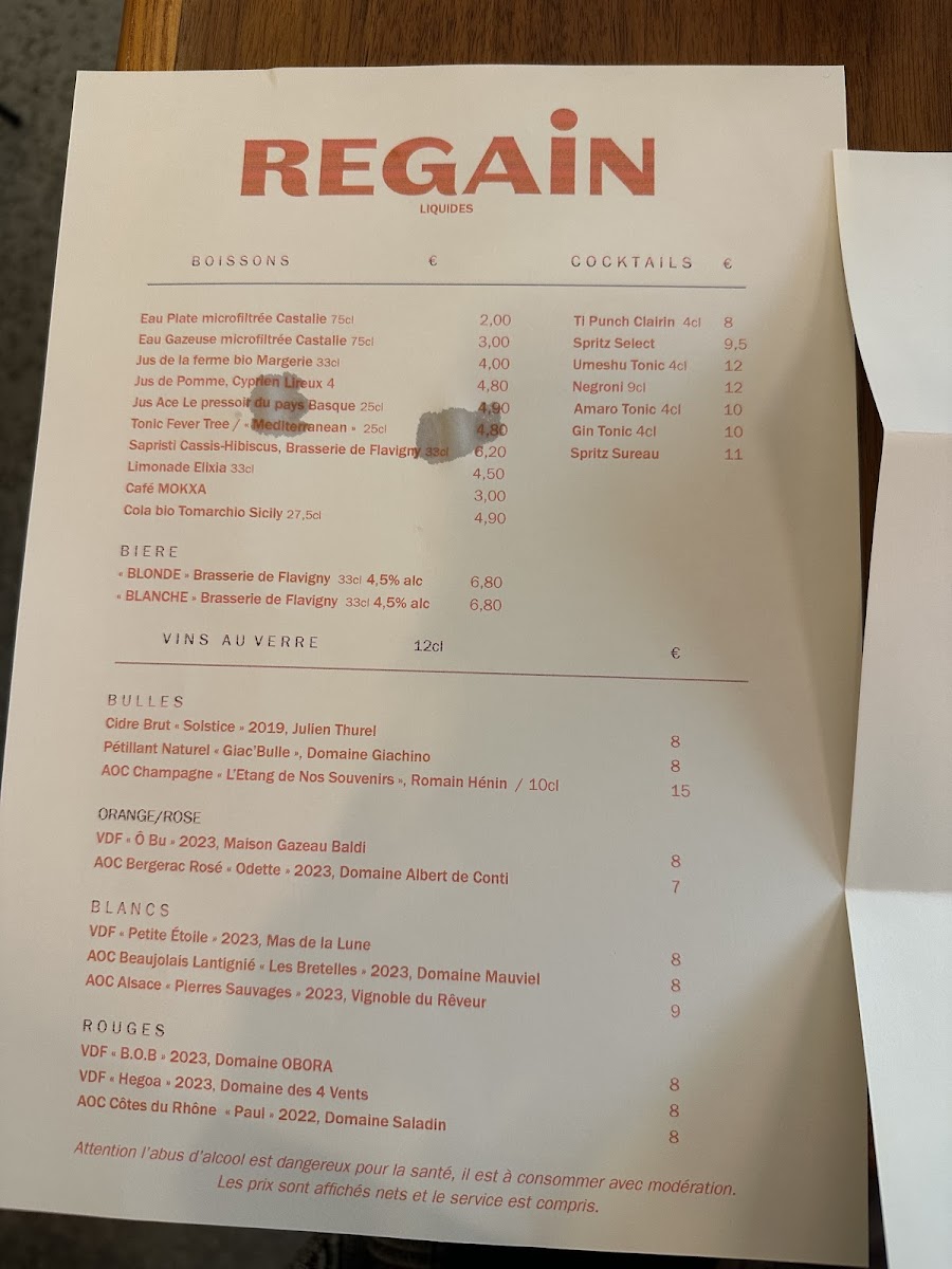 Regain restaurant LYON Photo Menu 7