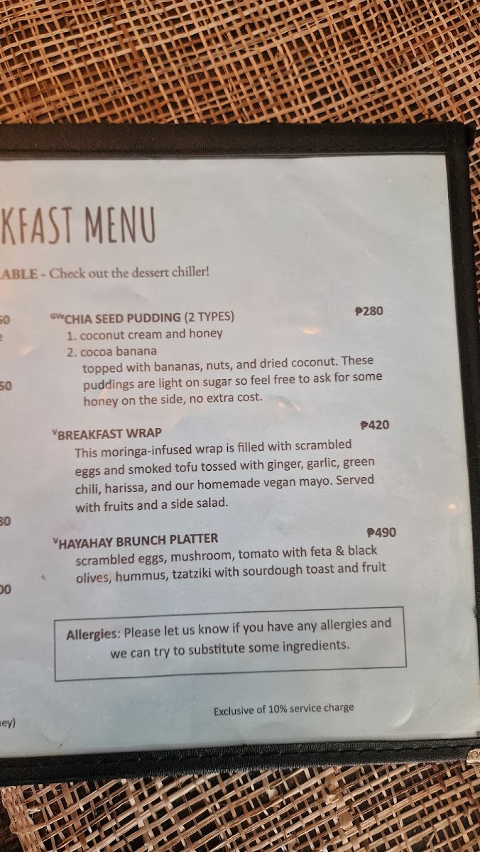 Hayahay Cafe, El Nido Photo Menu 9