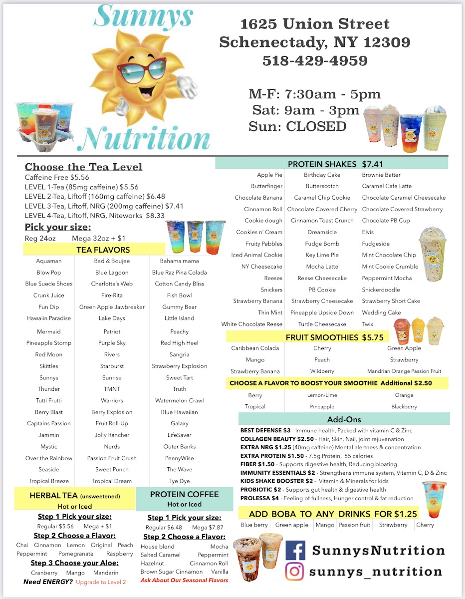 Sunnys Nutrition Photo Menu 1