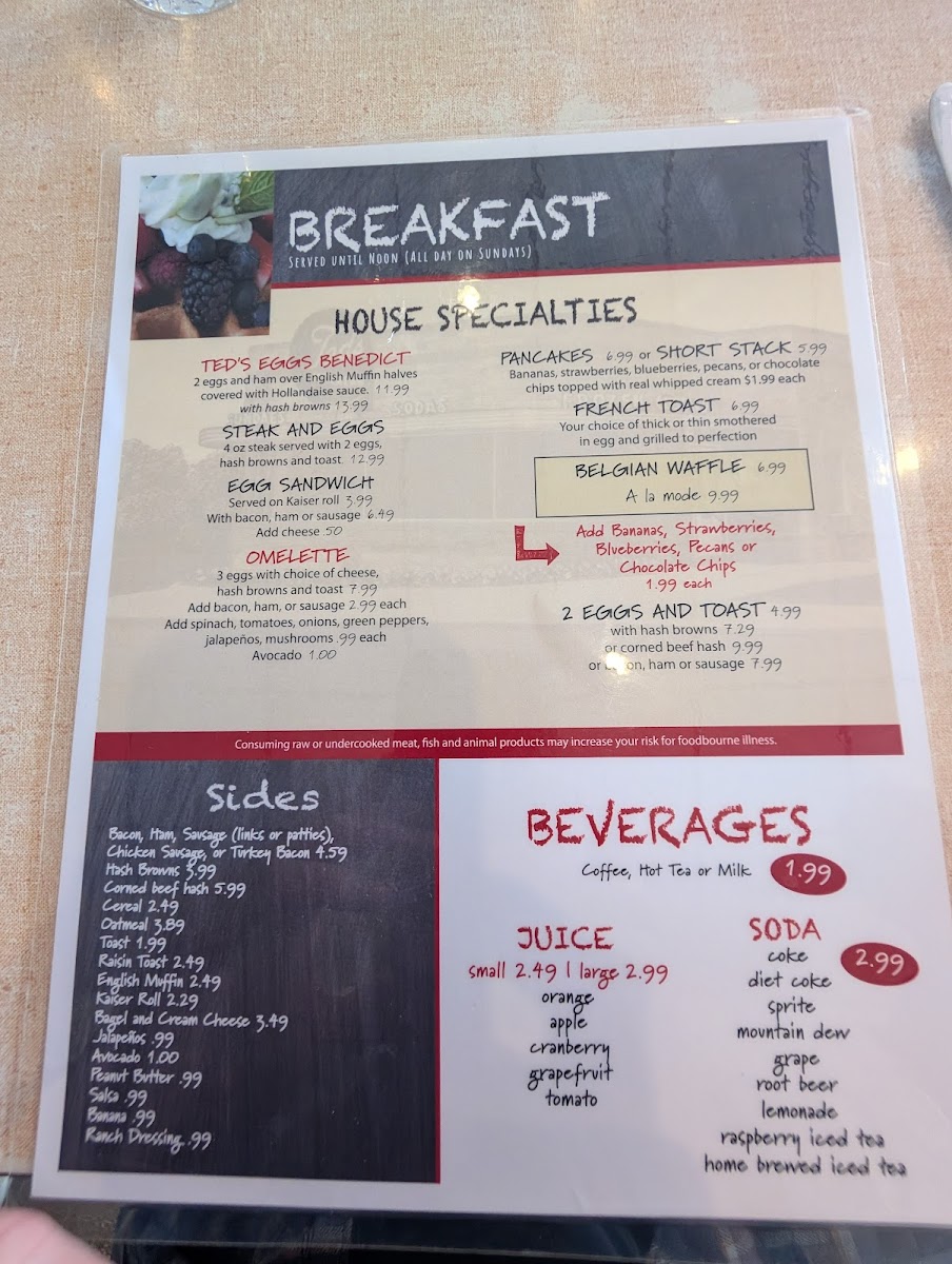 Ted's Ice Cream & Restaurant Photo Menu 2