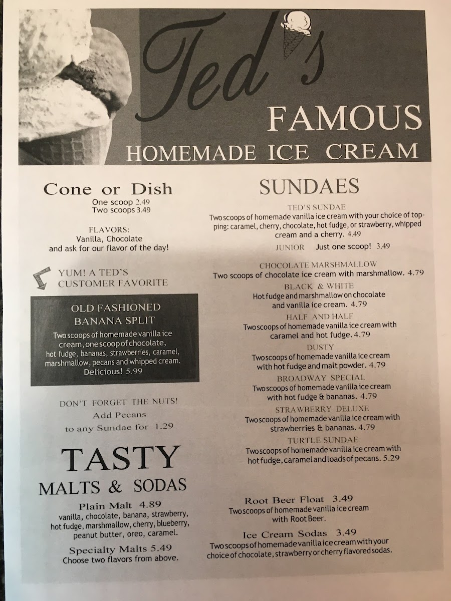 Ted's Ice Cream & Restaurant Photo Menu 6