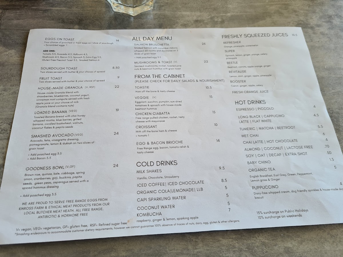 The Sorrento Social Cafe Photo Menu 2